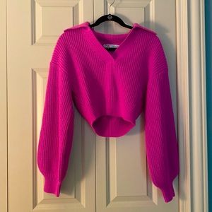 Pink Cropped ZARA sweater, never worn. Size small